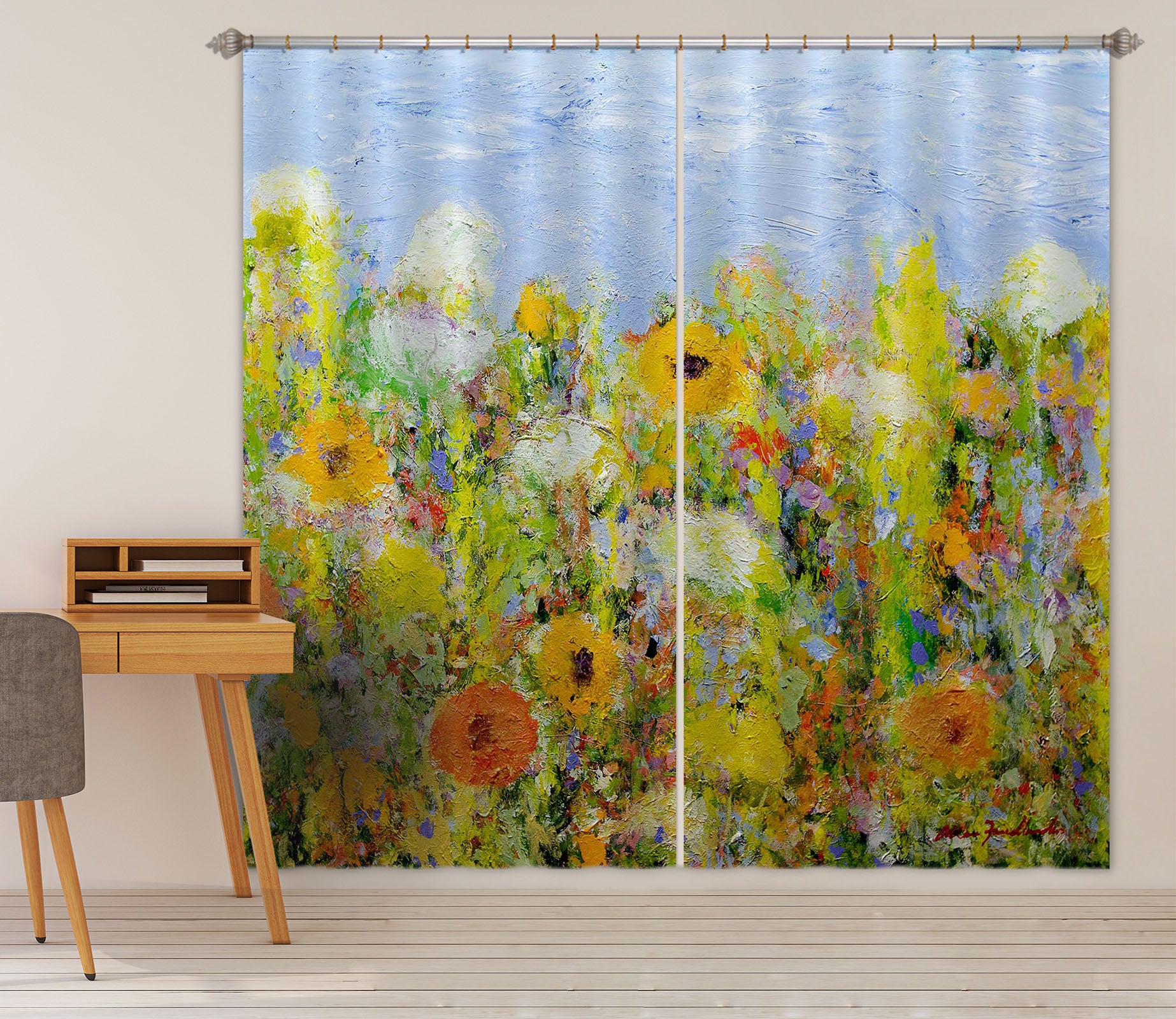 3D Colored Flowers 271 Allan P. Friedlander Curtain Curtains Drapes