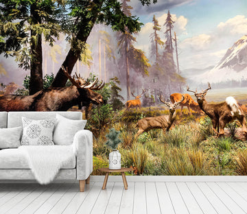 3D Deer Tree 425 Wall Murals