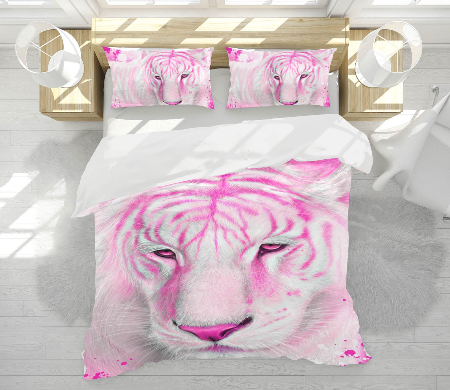 3D Pink Tiger 8555 Sheena Pike Bedding Bed Pillowcases Quilt Cover Duvet Cover