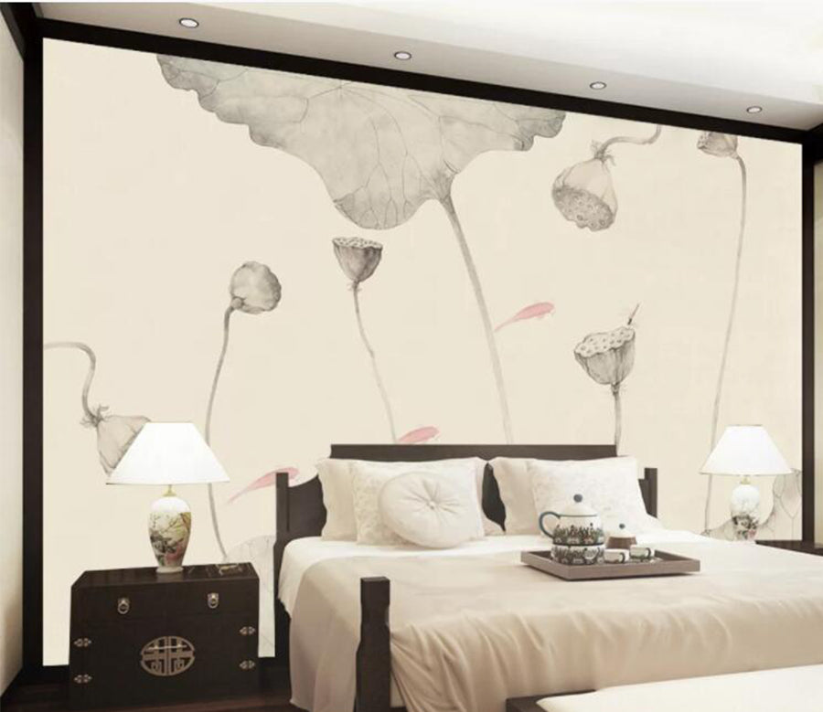 3D Graffiti Lotus Seed WC2410 Wall Murals