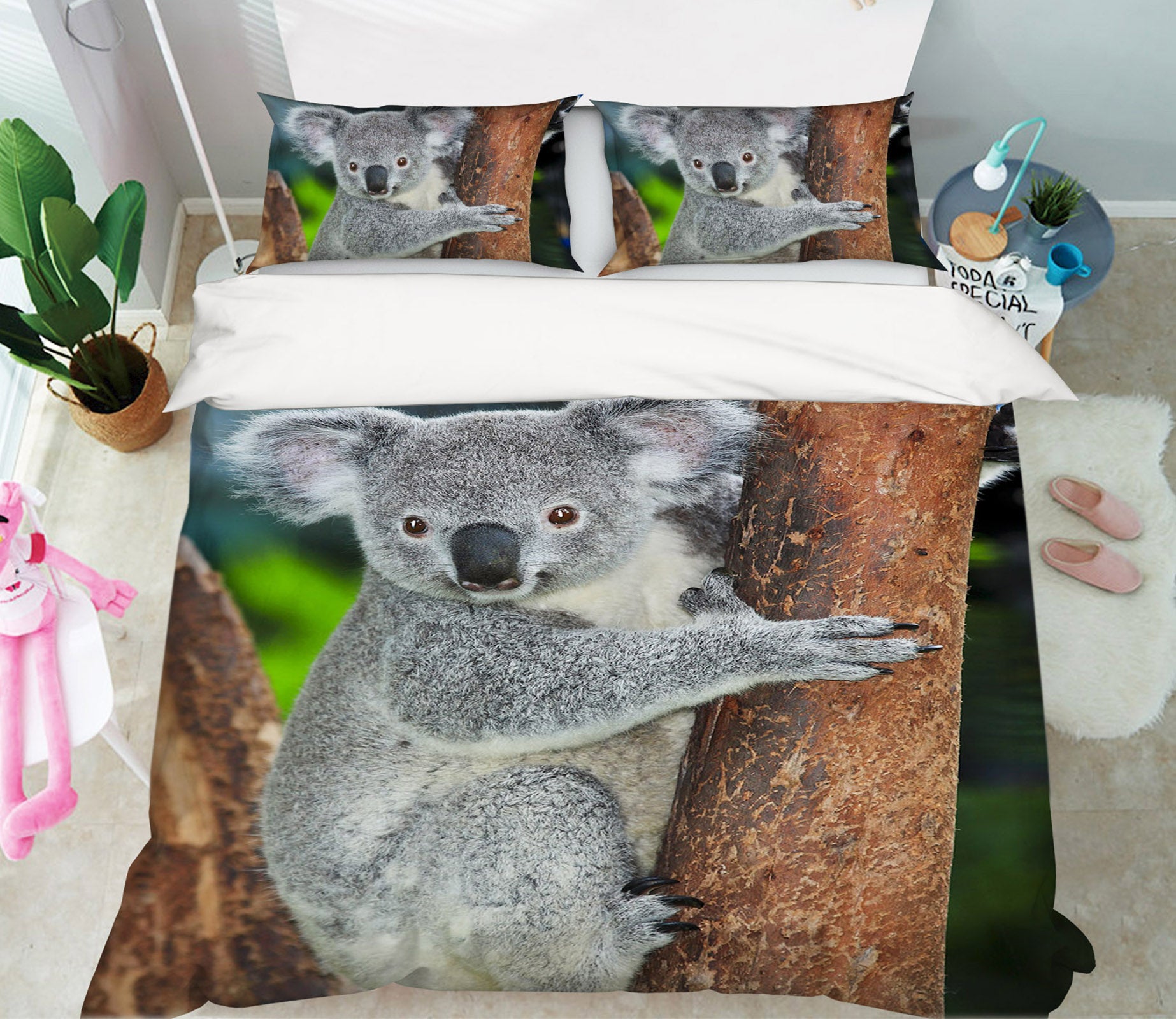 3D Koala Tree 076 Bed Pillowcases Quilt