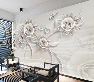 3D White Flower WC2752 Wall Murals