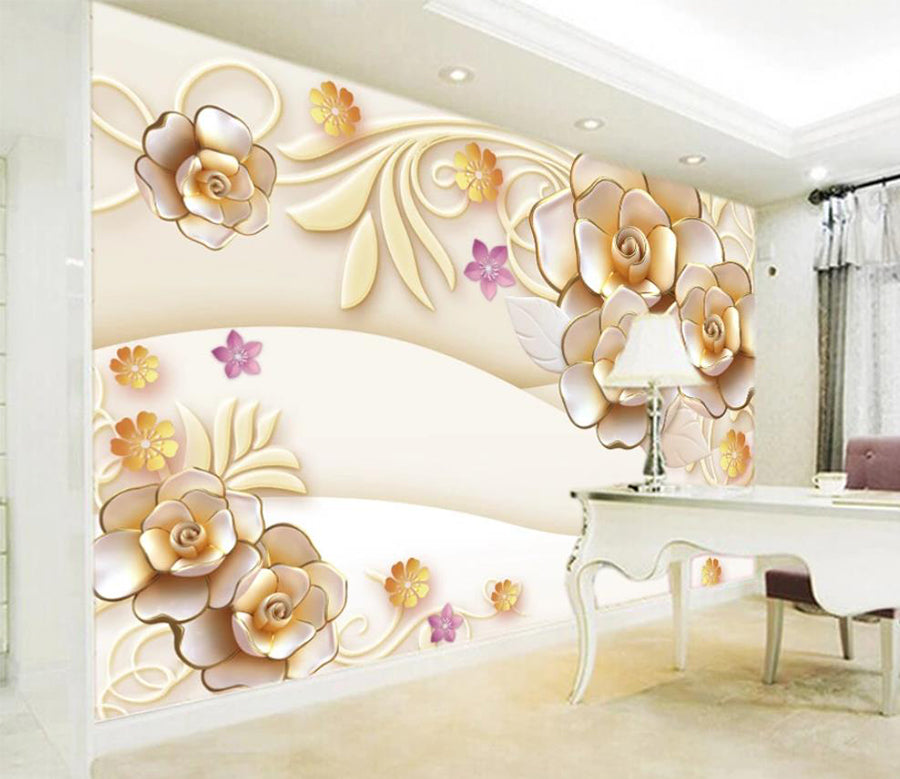 3D Yellow Flower WC965 Wall Murals