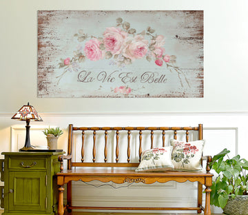 3D Pink Flowers 007 Debi Coules Wall Sticker