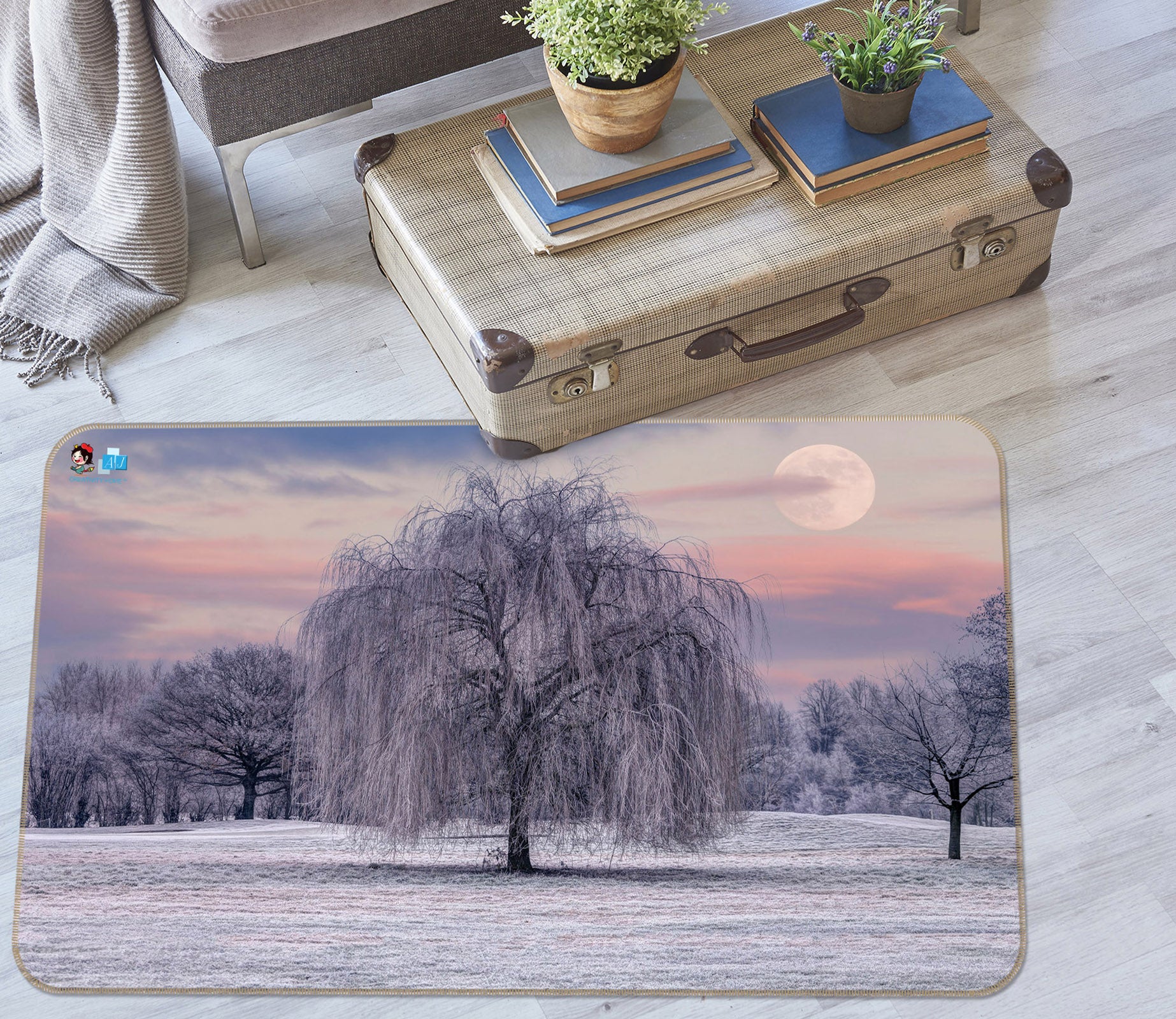 3D Winter Tree 6713 Assaf Frank Rug Non Slip Rug Mat