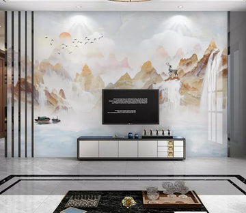 3D Waterfall deer WC2172 Wall Murals