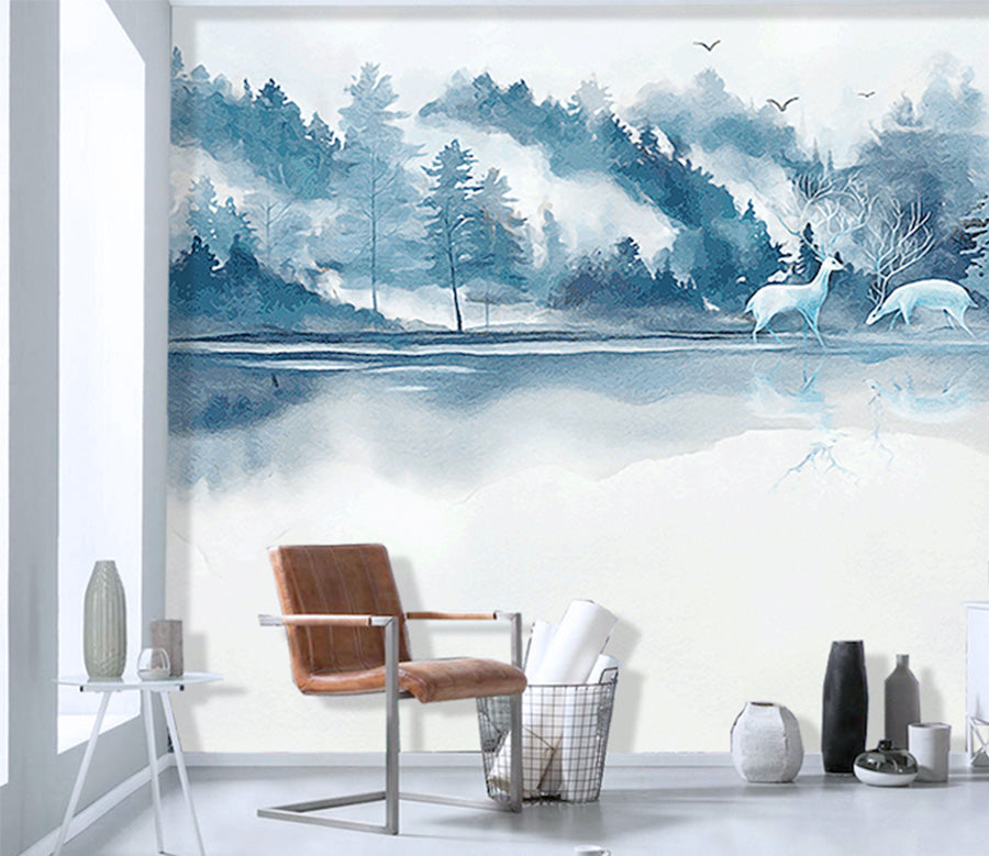 3D Deep Mountain River WG195 Wall Murals