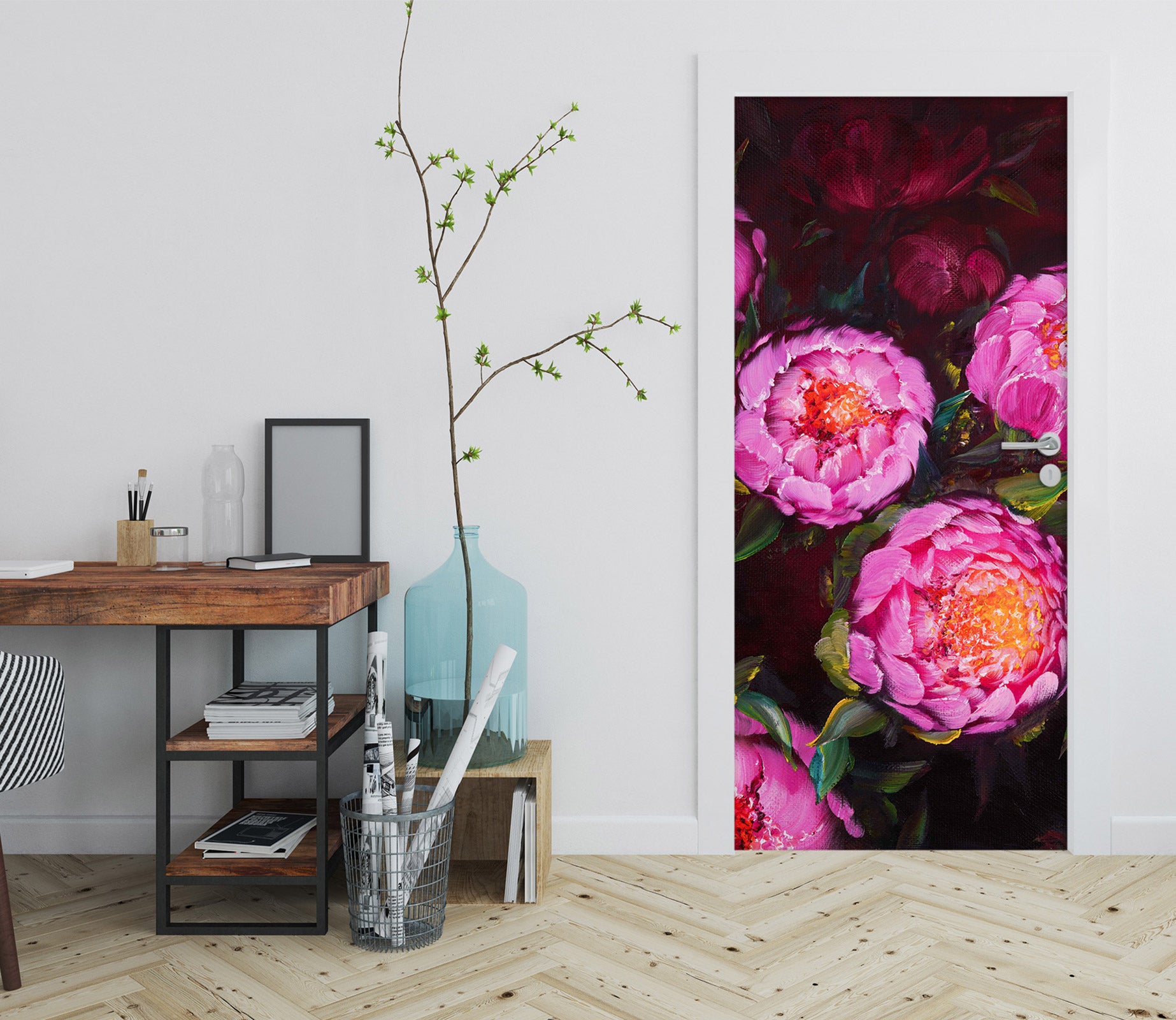 3D Pink Flowers 3102 Skromova Marina Door Mural