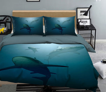 3D Deep Sea Shark 1953 Bed Pillowcases Quilt Quiet Covers AJ Creativity Home 