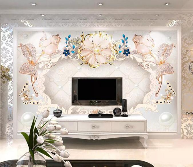 3D Diamond Flower 260 Wall Murals Wallpaper AJ Wallpaper 2 