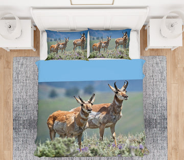 3D Pronghorn Antelope 2101 Kathy Barefield Bedding Bed Pillowcases Quilt