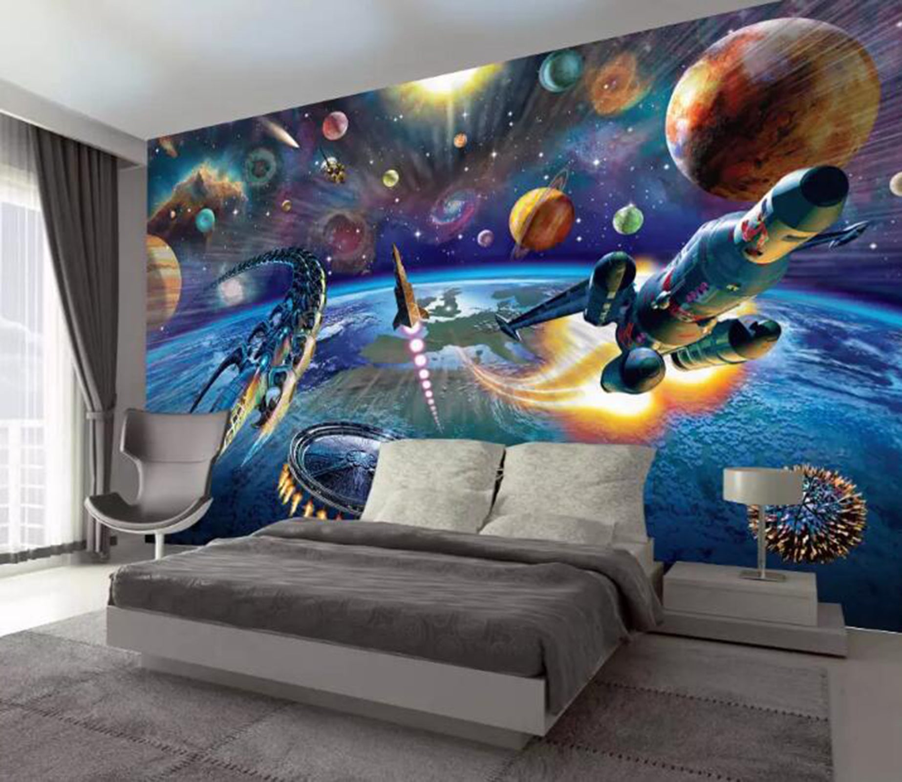 3D Spacecraft WG88 Wall Murals Wallpaper AJ Wallpaper 2 