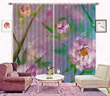 3D Purple Flower Leaves 2347 Skromova Marina Curtain Curtains Drapes