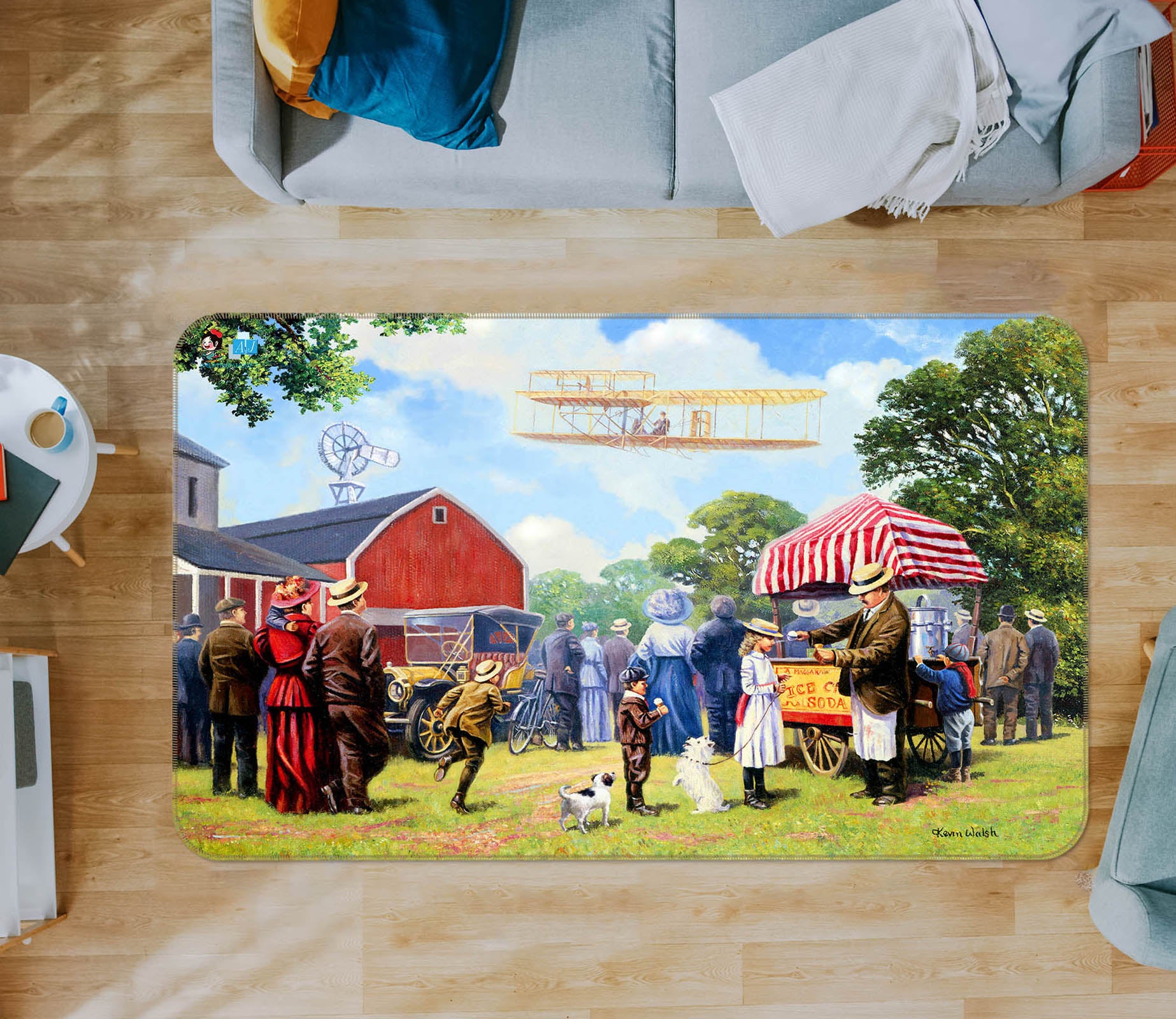 3D Small Town Lawn 019 Kevin Walsh Rug Non Slip Rug Mat