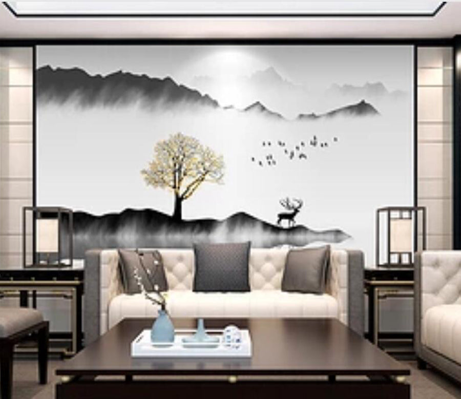 3D Ink Mountain WG817 Wall Murals