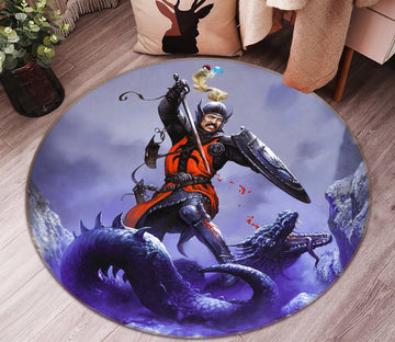 3D Snow Mountain Soldier Fighting 6077 Ciruelo Rug Round Non Slip Rug Mat