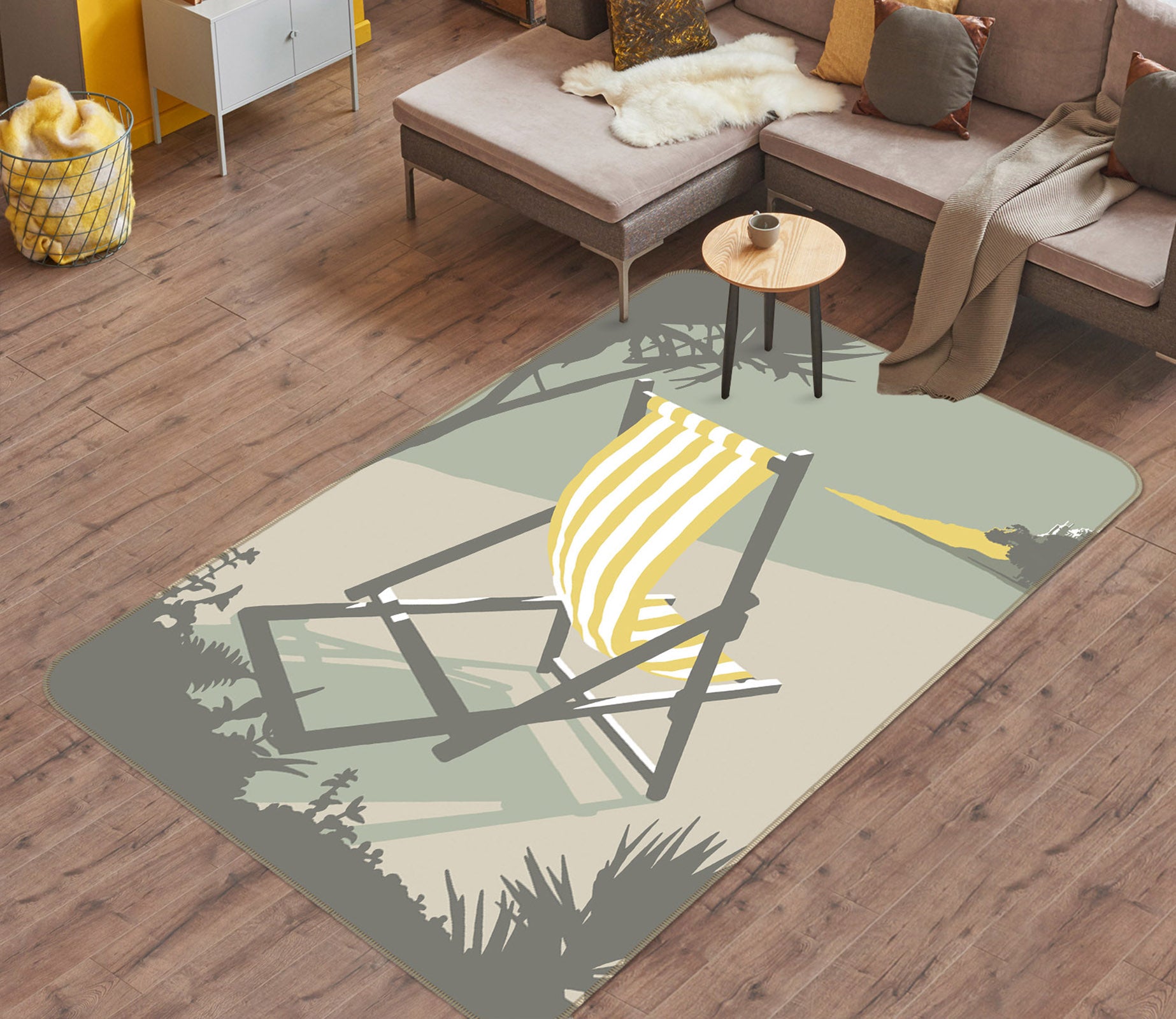 3D Marazion Deckchair 1122 Steve Read Rug Non Slip Rug Mat