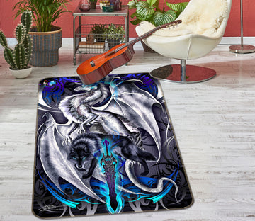 3D Gray Dragon 8234 Ruth Thompson Rug Non Slip Rug Mat