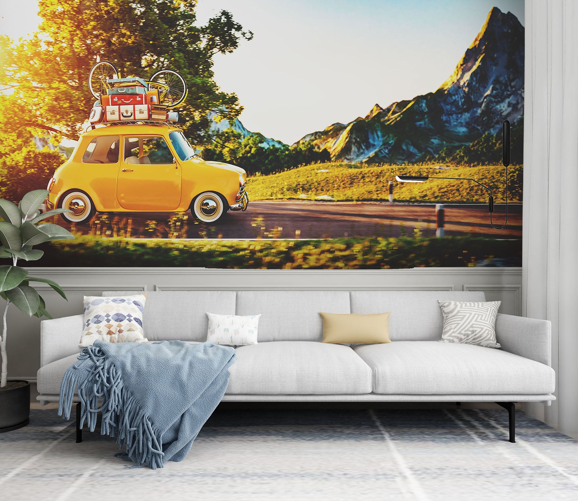 3D Self Driving Luggag 333 Vehicle Wall Murals