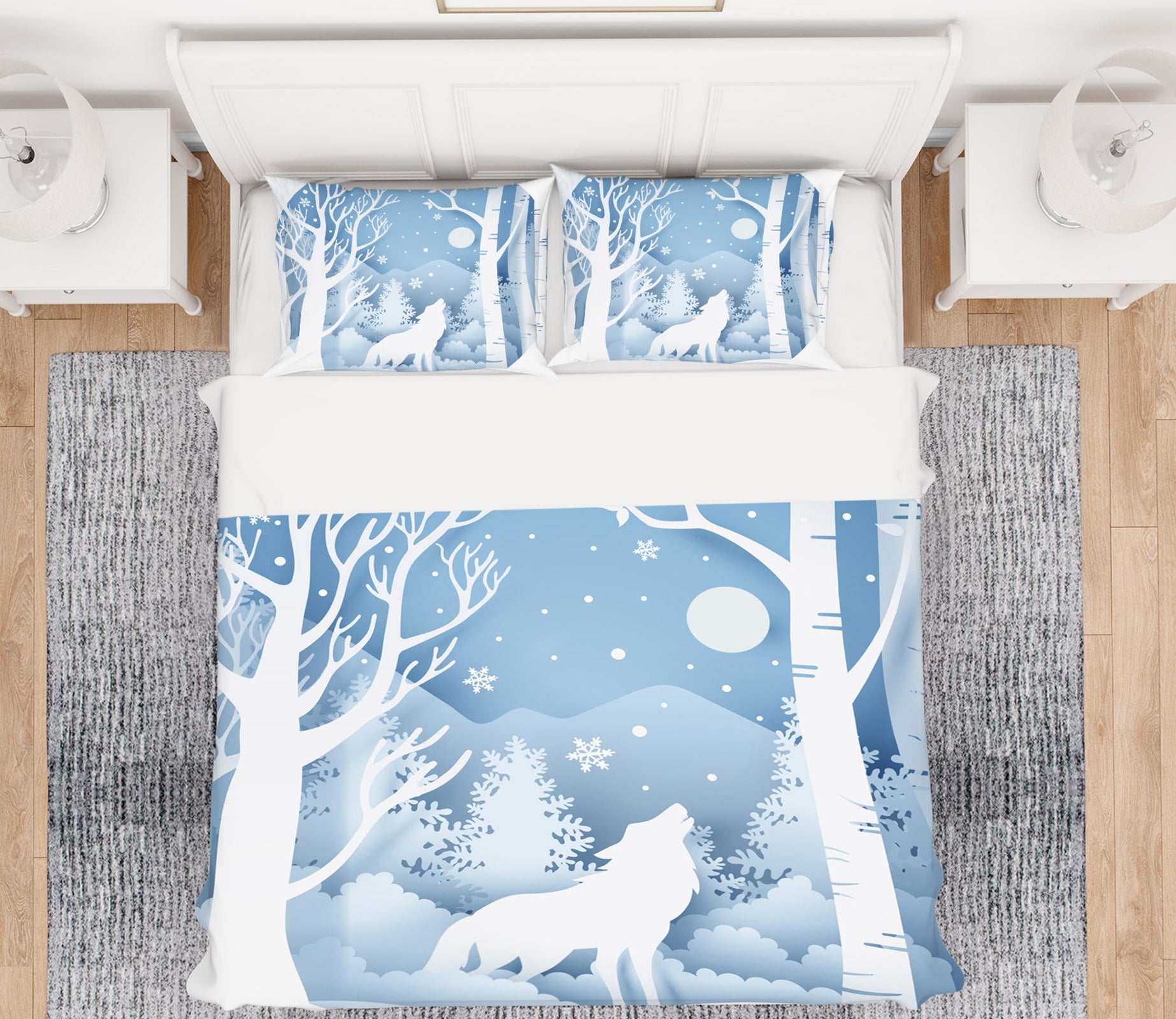 3D Snow Tree Wolf 64012 Bed Pillowcases Quilt