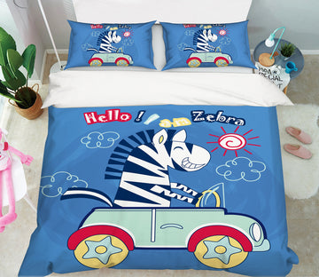 3D Car Zebra 64030 Bed Pillowcases Quilt