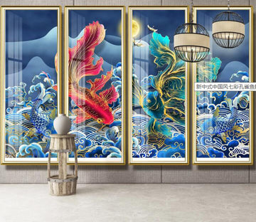 3D Moon Goldfish Sea WC2336 Wall Murals