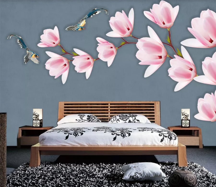 3D Kingfisher Flower WC1123 Wall Murals