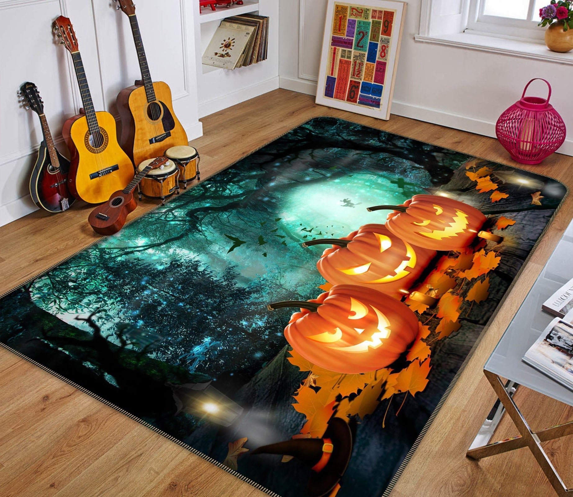 3D Pumpkin Tree Hole 201 Halloween Non Slip Rug Mat Mat AJ Creativity Home 