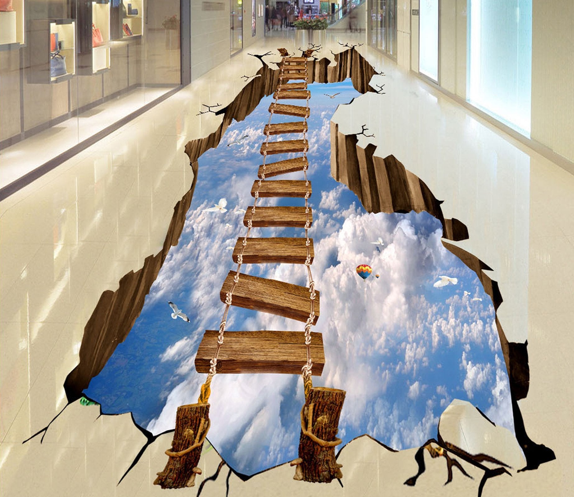 3D Wooden Long Bridge WG350 Floor Mural Wallpaper AJ Wallpaper 2 