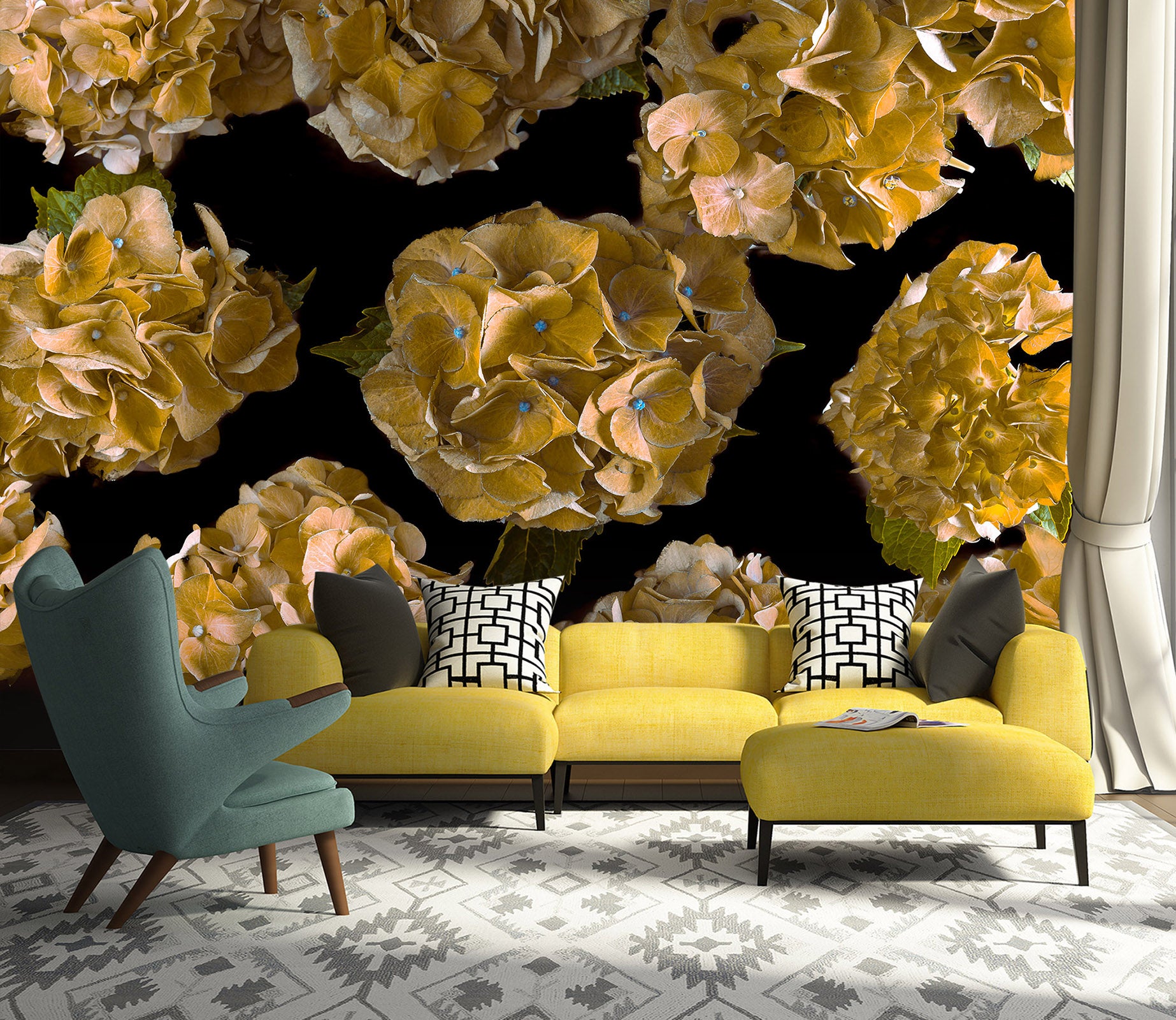 3D Yellow Flower 6123 Assaf Frank Wall Mural Wall Murals