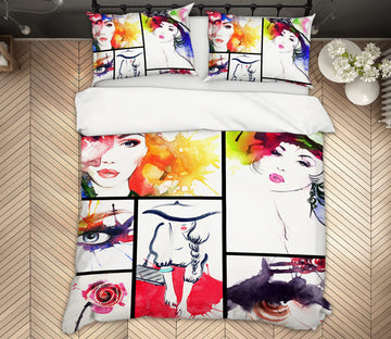 3D Watercolor Model 015 Bed Pillowcases Quilt