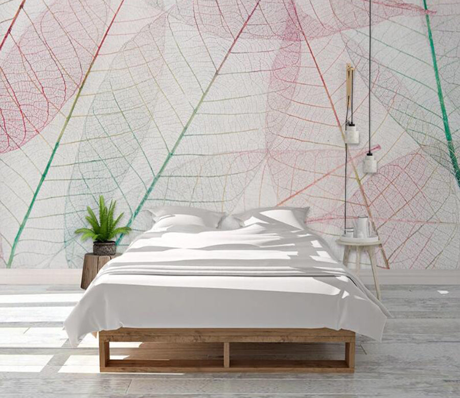 3D Colored Lines Of Leaves 1096 Wall Murals