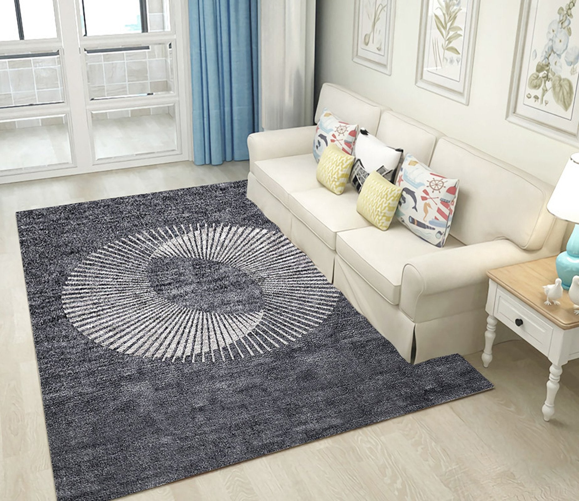 3D Gray Moon Stripes WG030 Non Slip Rug Mat Mat AJ Creativity Home 