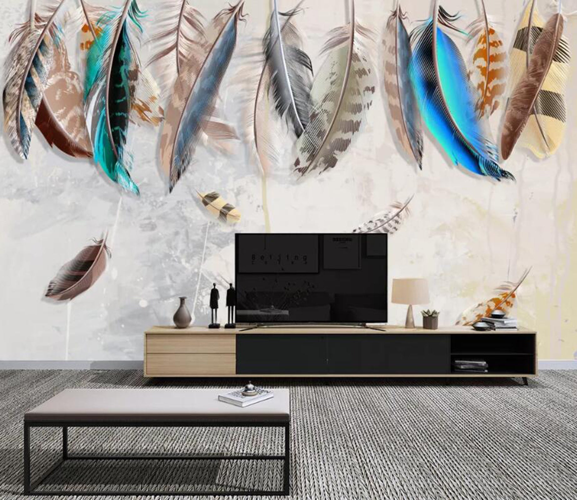 3D Colored Feather WC23 Wall Murals Wallpaper AJ Wallpaper 2 