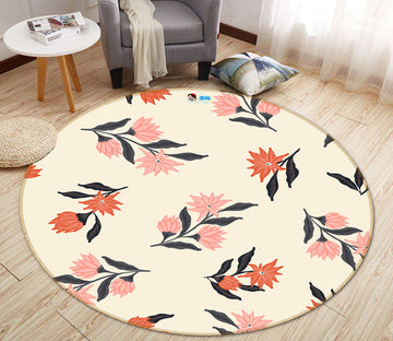 3D Pink Red Flowers 10526 Kashmira Jayaprakash Rug Round Non Slip Rug Mat