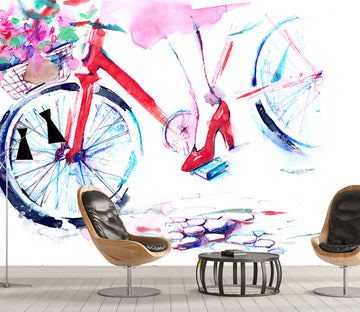 3D Flower Bicycle WG071 Wall Murals