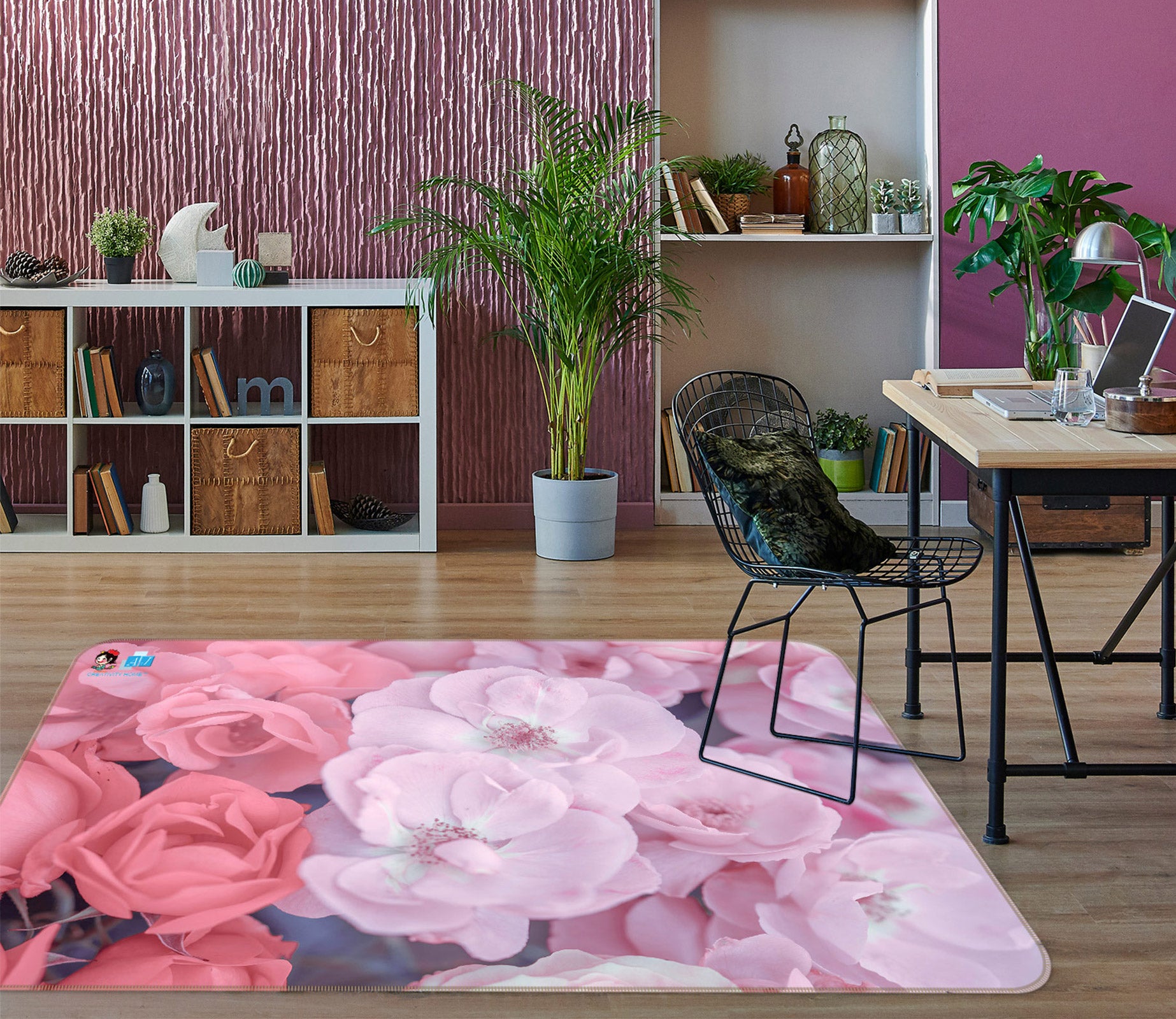 3D Gentle Pink Flower 6816 Assaf Frank Rug Non Slip Rug Mat