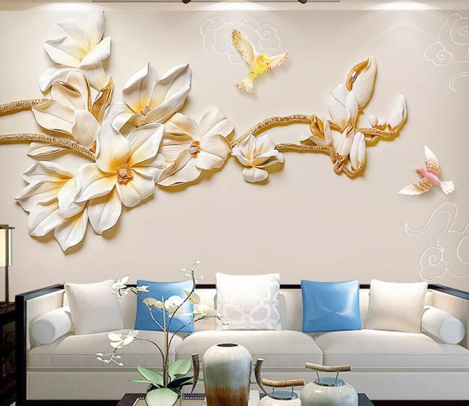 3D Flower Butterfly WC19 Wall Murals Wallpaper AJ Wallpaper 2 