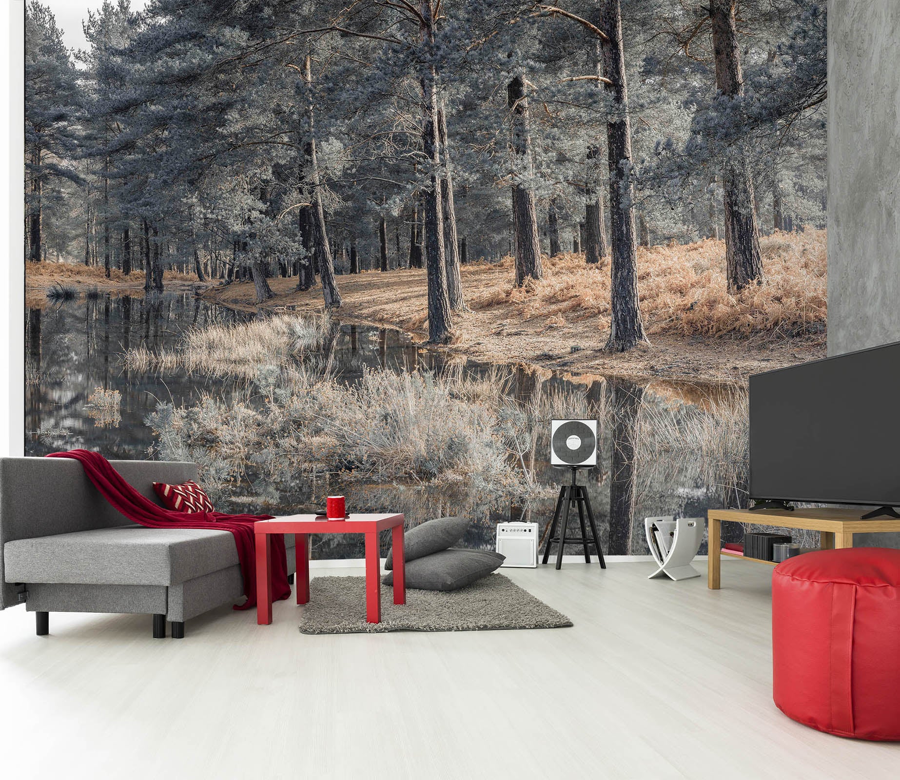 3D Gray Trees 6163 Assaf Frank Wall Mural Wall Murals