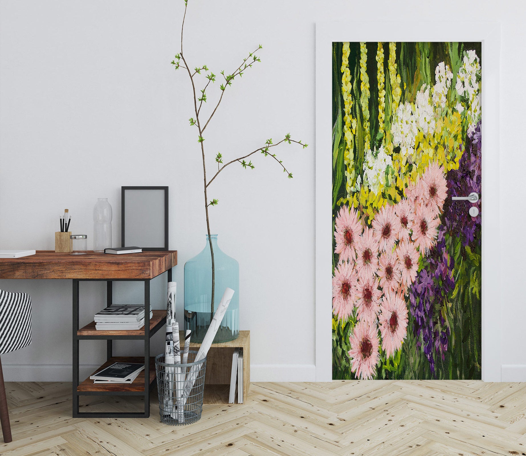 3D Pink Flower Bush 93142 Allan P. Friedlander Door Mural