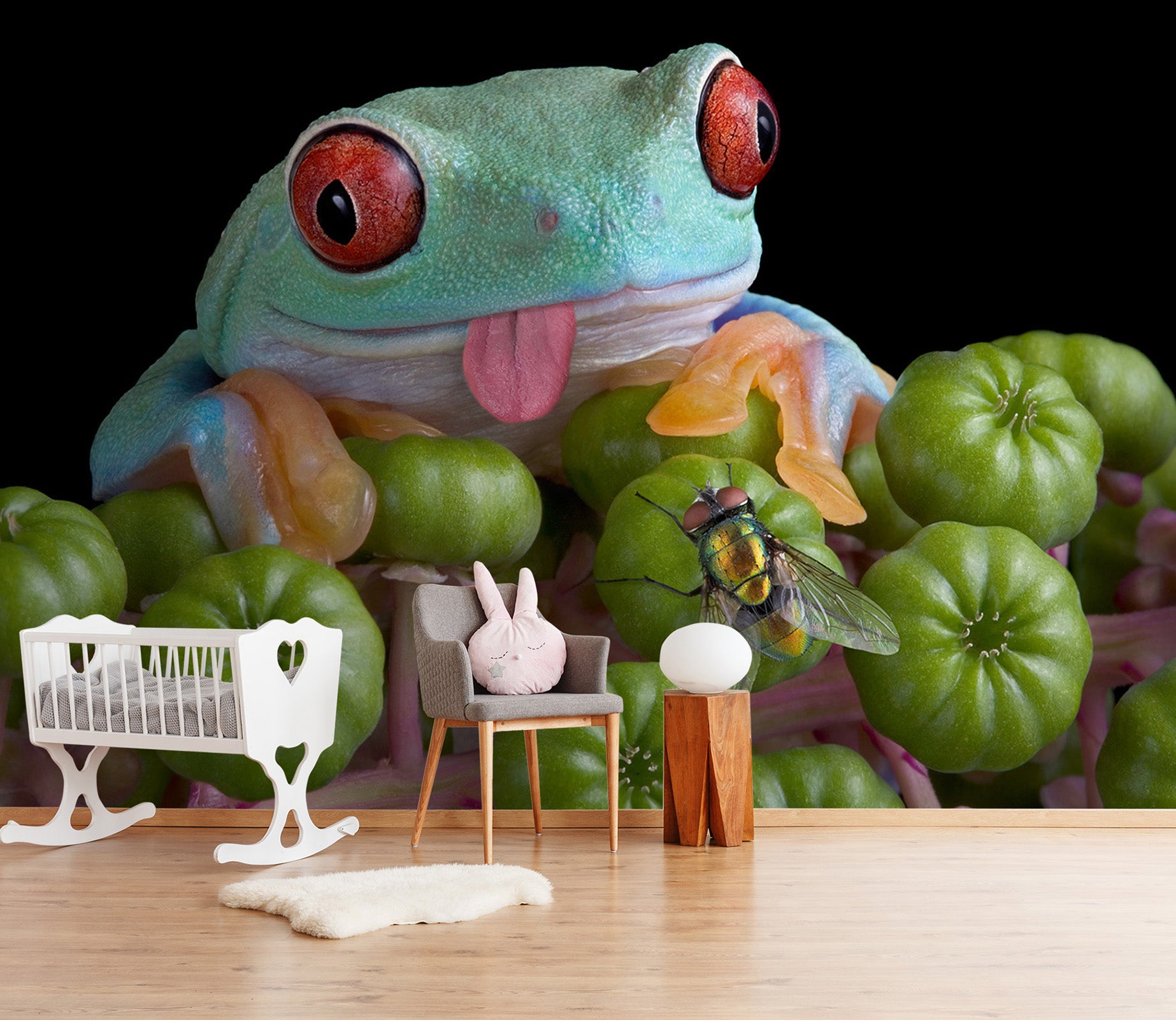 3D Frog Flies 174 Wall Murals