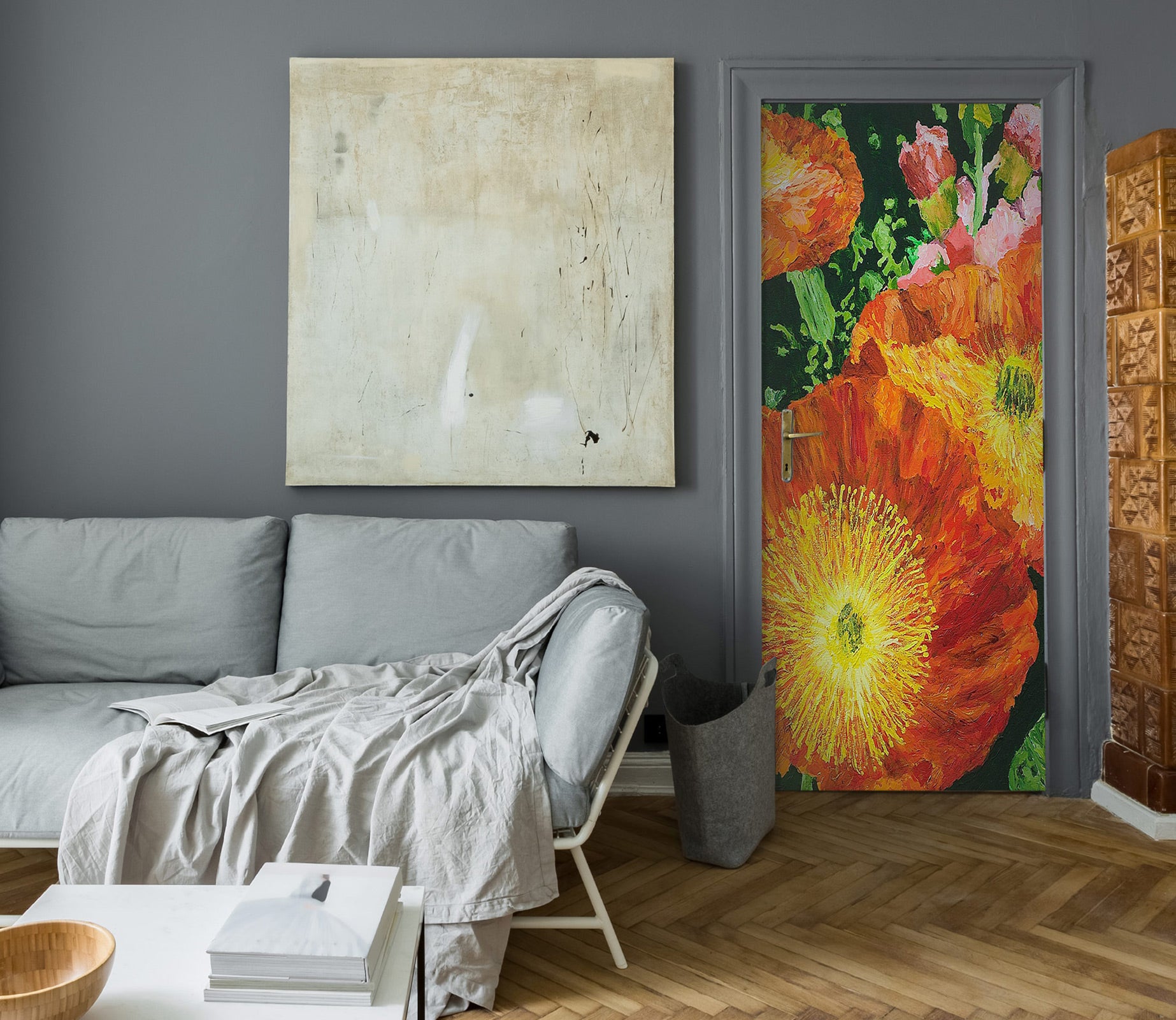 3D Red Flowers 9374 Allan P. Friedlander Door Mural