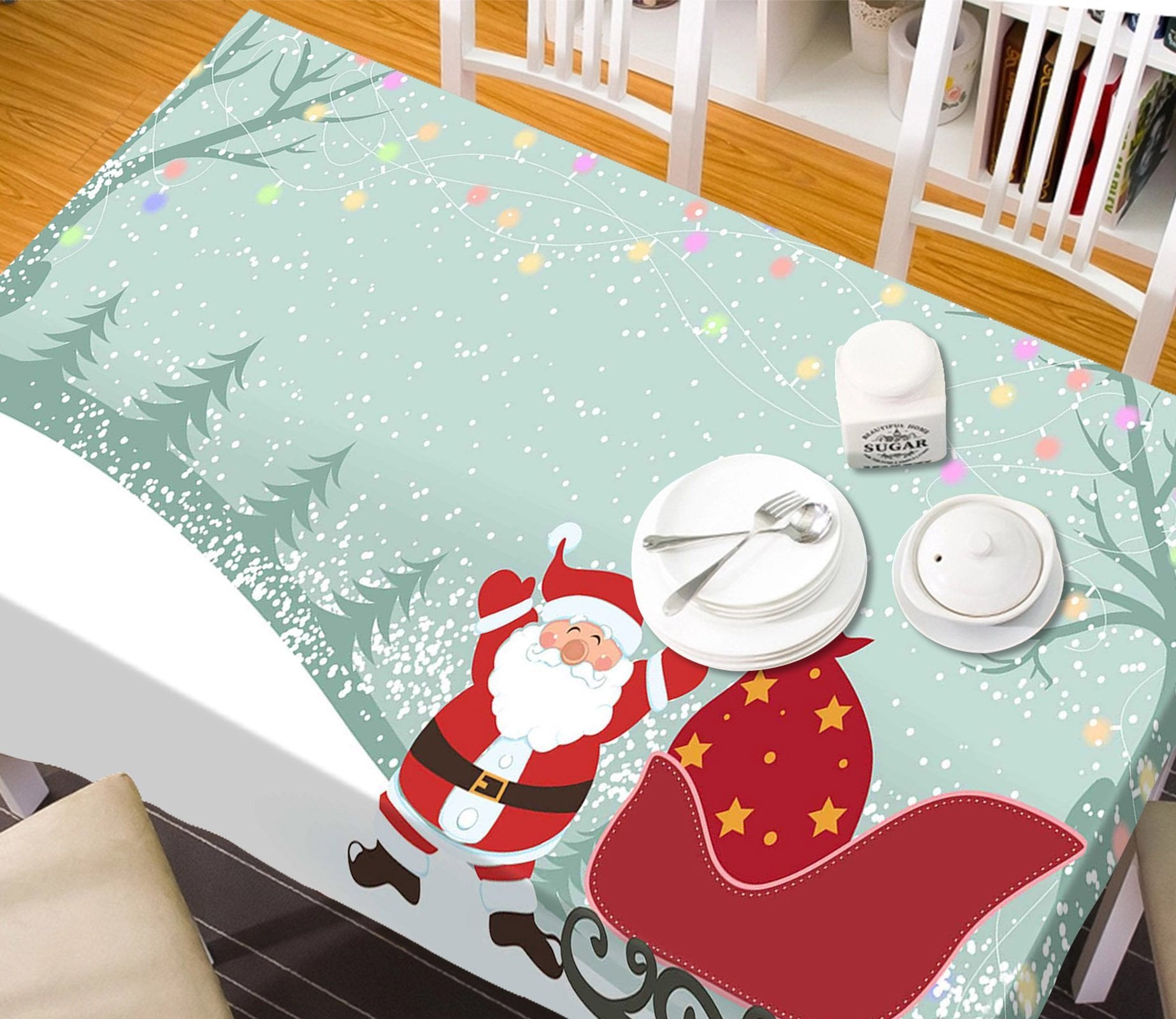 3D Cartoon Sleigh Snow 43 Tablecloths Tablecloths AJ Creativity Home 