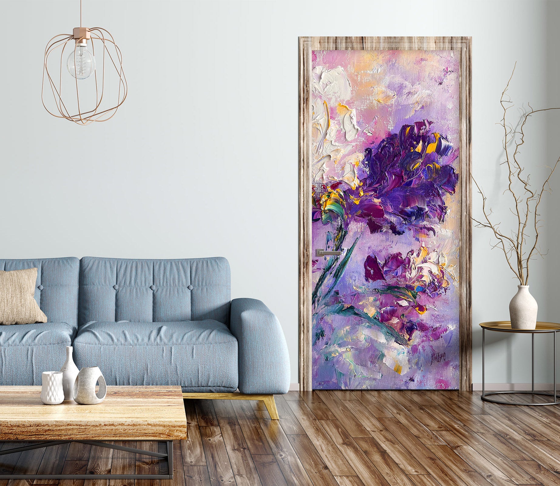 3D Purple Flowers 3204 Skromova Marina Door Mural