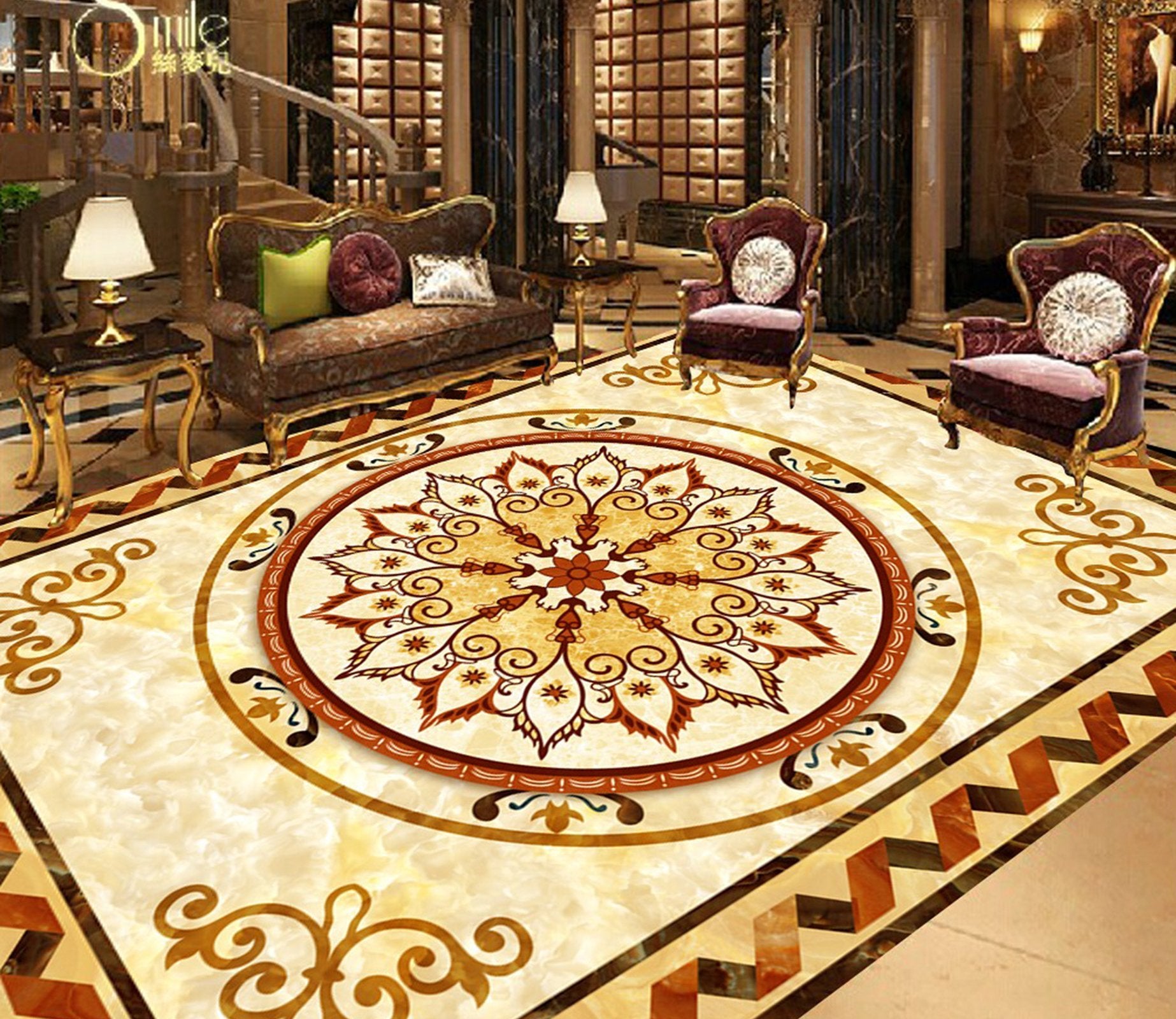 3D Marble Flower Pattern WG540 Floor Mural Wallpaper AJ Wallpaper 2 