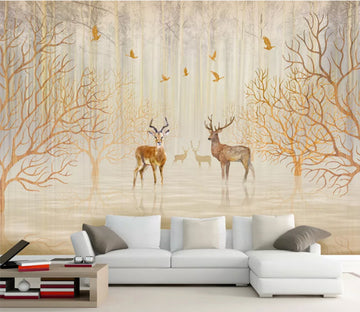 3D Dead Tree Fawn WC1009 Wall Murals