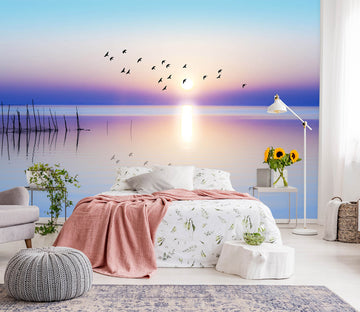 3D Sunset Bird Lake 1133 Wall Murals