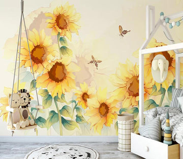 3D Sunflower WC42 Wall Murals Wallpaper AJ Wallpaper 2 