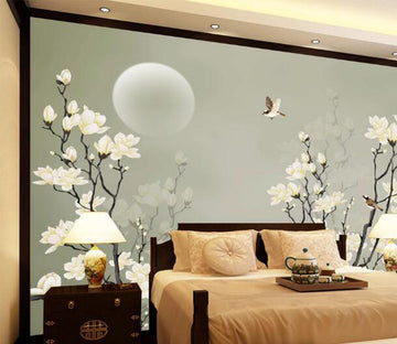 3D Moon White Flower WC1280 Wall Murals