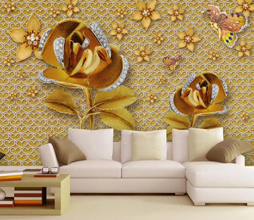 3D Yellow Flower Pearl WC248 Wall Murals